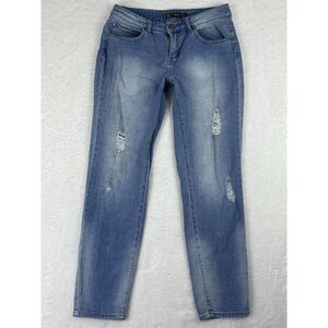 Kardashian Premium Denim Jeans Womens Sz 2 Blue Missy Mid Rise Distressed Jeans